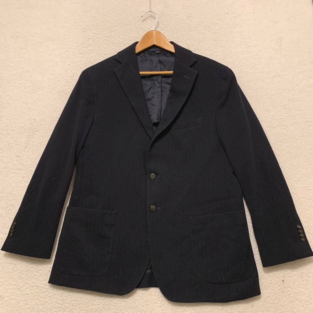 Jos. A. Bank 1905 Tailored Fit Blazer Mens 42S Navy Herringbone Italian Fabric